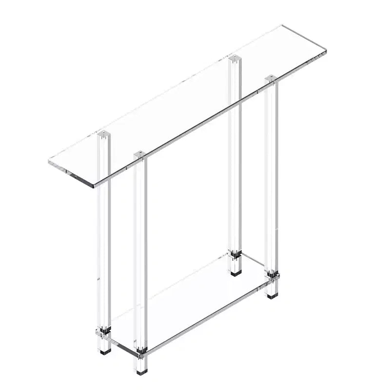 VEVOR Acrylic Console Table, 2 Tiers Narrow Side Desk with Bottom Open Storage, Modern Rectangle Acrylic End Table, 7.6 x 39.4 x 31.5 in, Clear