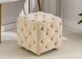 TUYOHW 18 Chic Vanity Ottoman Stool,Luxury Velvet Tufted Footstool for Living Room,Dressing Makeup Chair,Comfortable Seat with 250lbs Capacity