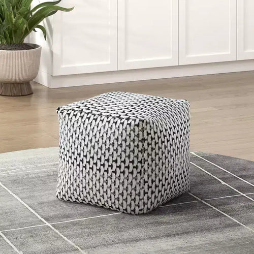 TUYOHW 16H Square Pouf,Chic Jacquard Ottoman for Living Room,Footrest Stool Non-Slip Bean Bag Chair,300lbs Capacity,Multicolored