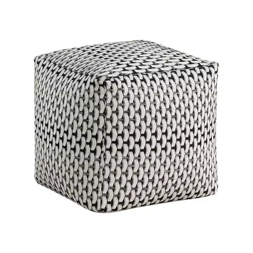 16" Square Pouf, Chic Jacquard Ottoman for Living Room, Footrest Stool, Non-Slip, 300 lbs Capacity, Multicolored