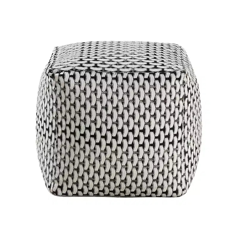 16" Square Pouf, Chic Jacquard Ottoman for Living Room, Footrest Stool, Non-Slip, 300 lbs Capacity, Multicolored