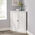 Stackable Corner Pantry, White, Adjustable Shelves, MDF & Veneer, Nautical Farmhouse Style, 2 Doors