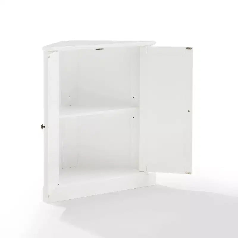 Stackable Corner Pantry, White, Adjustable Shelves, MDF & Veneer, Nautical Farmhouse Style, 2 Doors