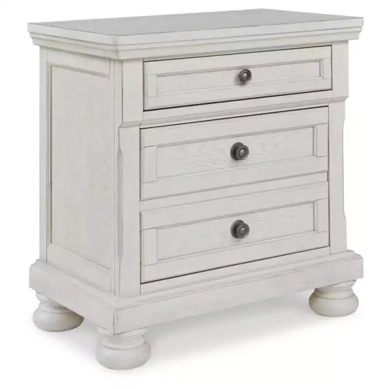 Robbinsdale 2 Drawer Nightstand White - Signature Design by Ashley: Traditional Style, Antiqued Finish, Wood Frame