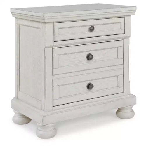 Robbinsdale 2 Drawer Nightstand White - Signature Design by Ashley: Traditional Style, Antiqued Finish, Wood Frame