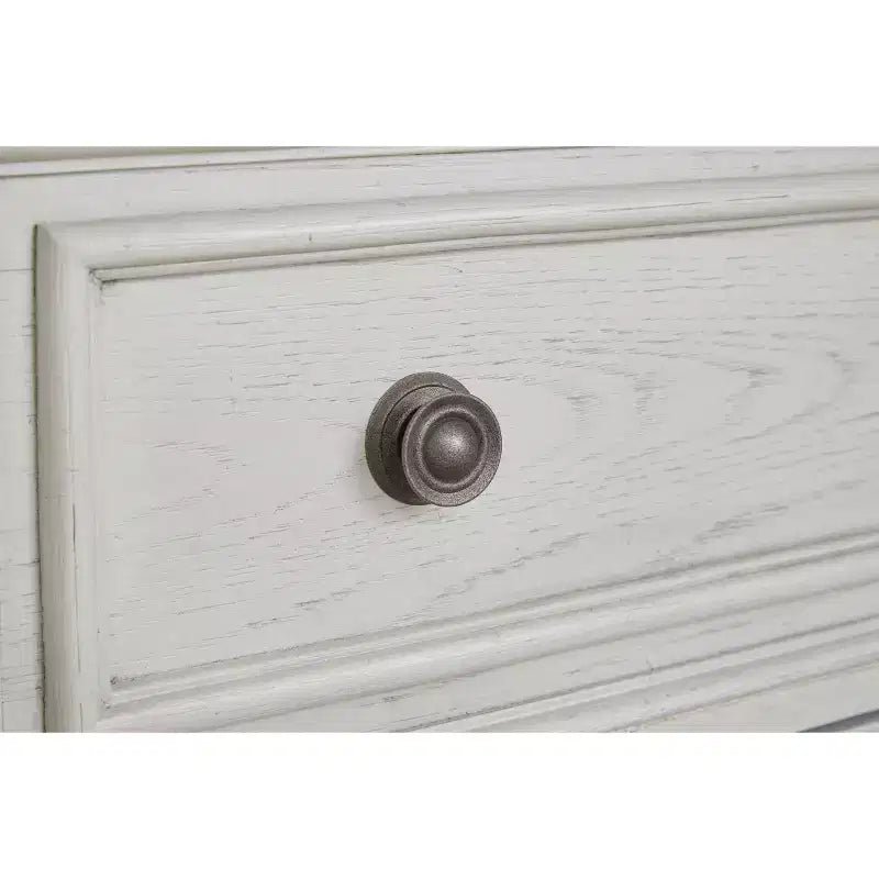 2 Drawer Nightstand White, Traditional Style, Antiqued Finish, Wood Frame