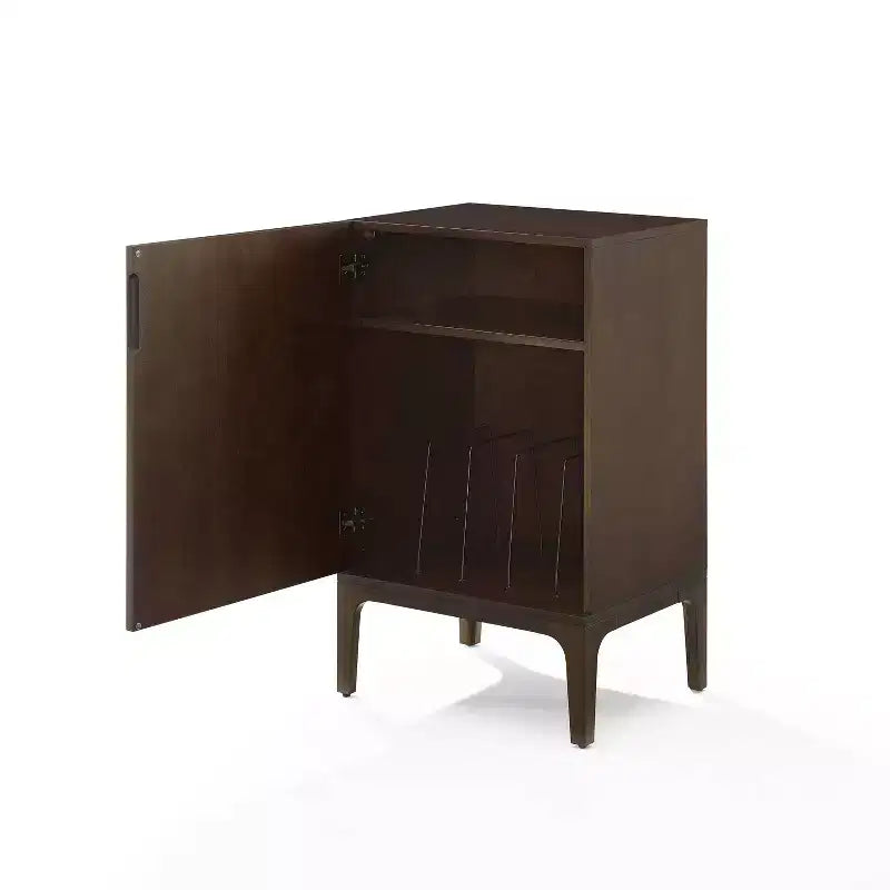 Support de rangement pour disques vinyles brun foncé, meuble moderne pour platine avec étagères divisées
