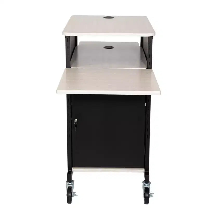 Hampden Furnishings Jumbo Presentation Lecture Podium Cart Ivory Woodgrain/Black: Modern Steel Frame, Wood Surface Office Cabinet