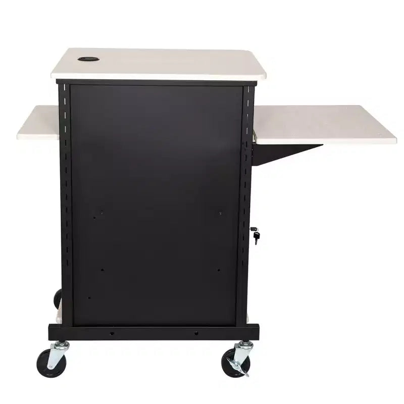 Hampden Furnishings Jumbo Presentation Lecture Podium Cart Ivory Woodgrain/Black: Modern Steel Frame, Wood Surface Office Cabinet
