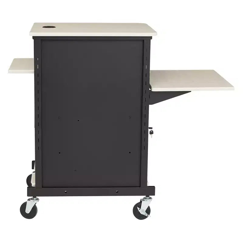 Hampden Furnishings Jumbo Presentation Lecture Podium Cart Ivory Woodgrain/Black: Modern Steel Frame, Wood Surface Office Cabinet