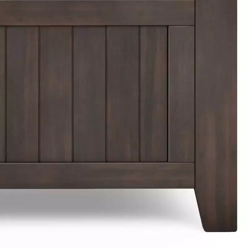 36" Wide Transitional Solid Wood Entryway Storage Bench, Brunette Brown, Rustic Flip Lid, Dual Compartment, Pine Frame