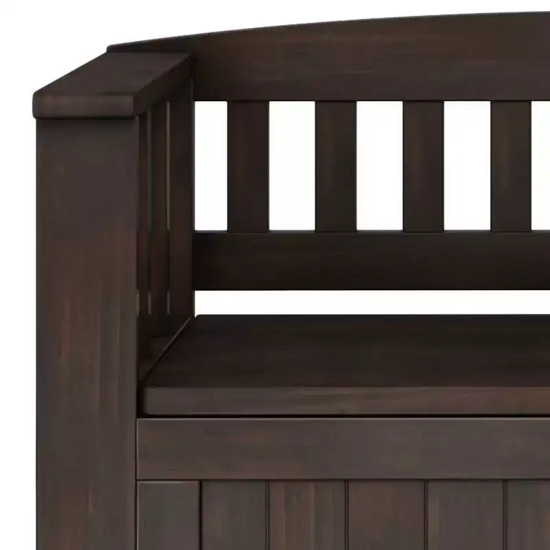36" Wide Transitional Solid Wood Entryway Storage Bench, Brunette Brown, Rustic Flip Lid, Dual Compartment, Pine Frame