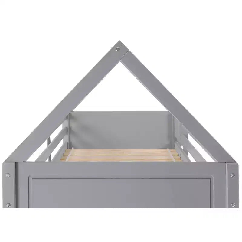 Twin Bunk Bed, Solid Pine Frame, Varnished, Built-In Guard Rails and Ladder