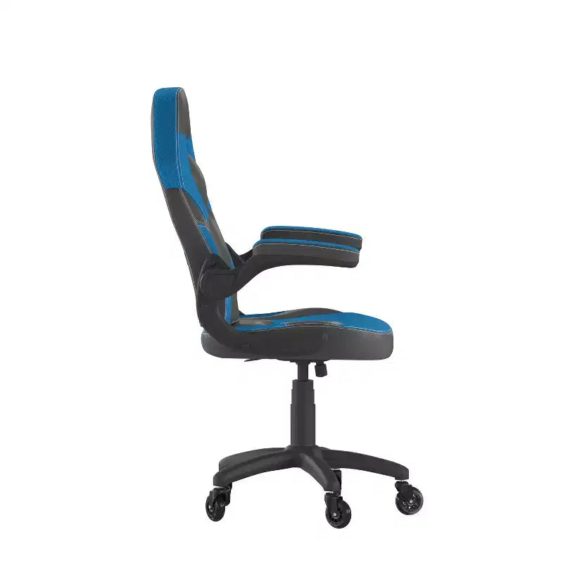 Gaming Chair, Racing Office Computer PC Adjustable Chair with Flip-up Arms and Transparent Roller Wheels