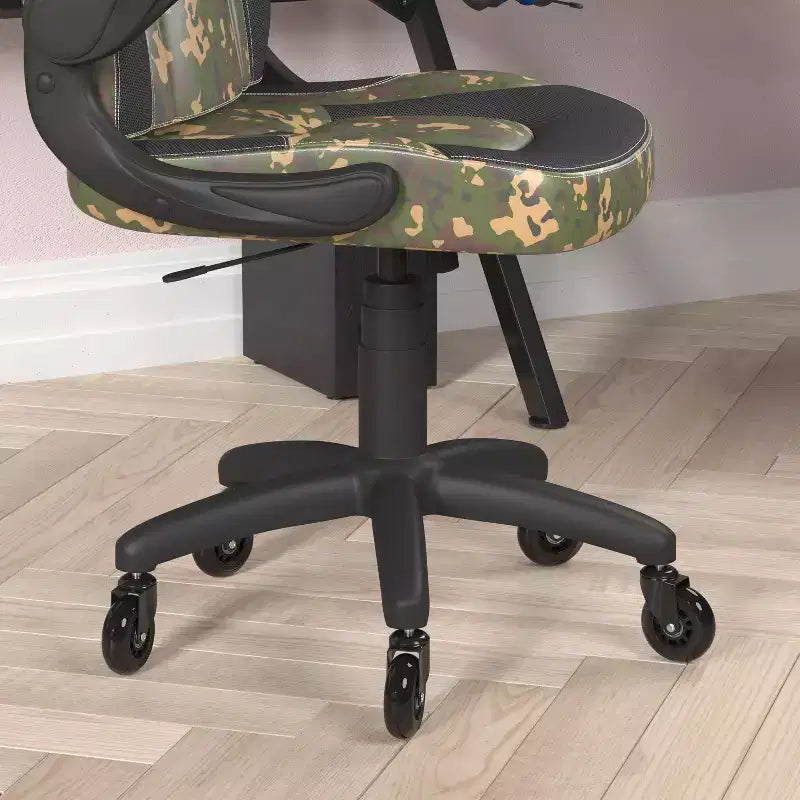 Gaming Chair, Racing Office Computer PC Adjustable Chair with Flip-up Arms and Transparent Roller Wheels