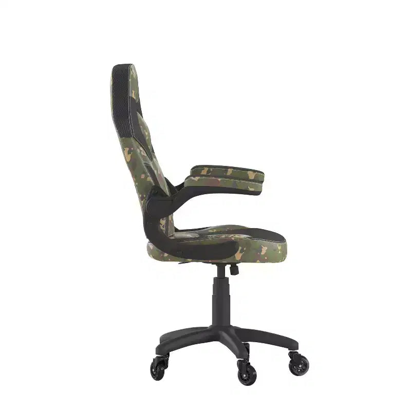 Gaming Chair, Racing Office Computer PC Adjustable Chair with Flip-up Arms and Transparent Roller Wheels