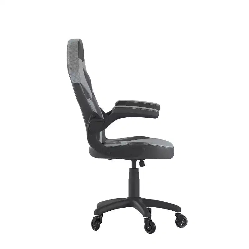 Gaming Chair, Racing Office Computer PC Adjustable Chair with Flip-up Arms and Transparent Roller Wheels