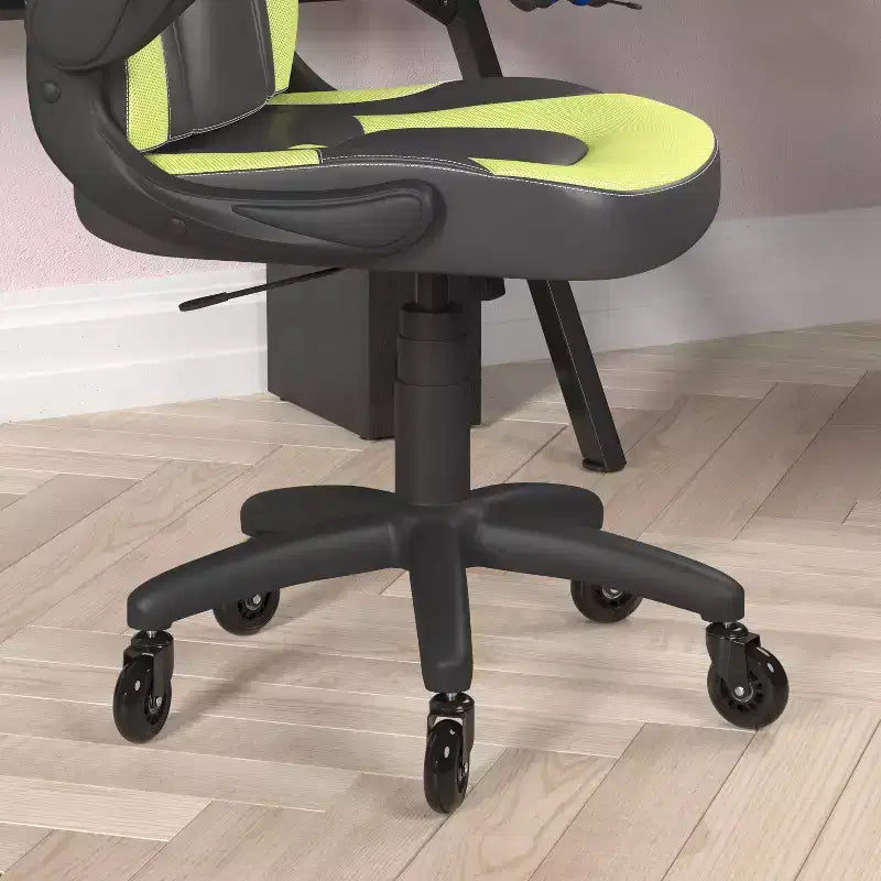 Gaming Chair, Racing Office Computer PC Adjustable Chair with Flip-up Arms and Transparent Roller Wheels