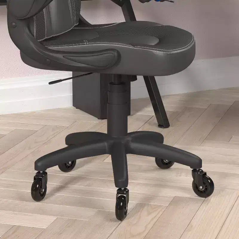 Gaming Chair, Racing Office Computer PC Adjustable Chair with Flip-up Arms and Transparent Roller Wheels