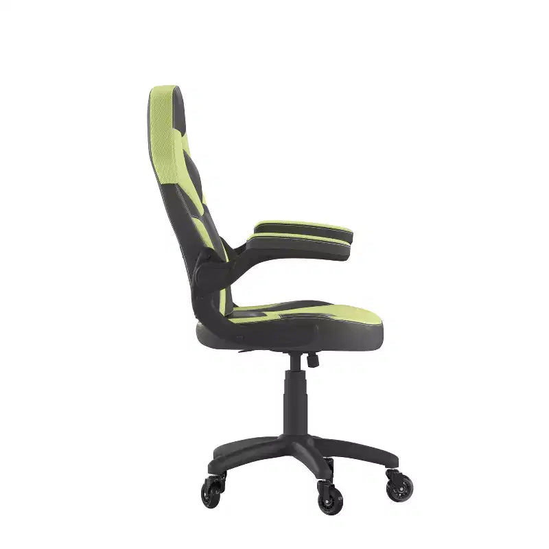 Gaming Chair, Racing Office Computer PC Adjustable Chair with Flip-up Arms and Transparent Roller Wheels