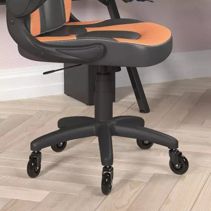 Gaming Chair, Racing Office Computer PC Adjustable Chair with Flip-up Arms and Transparent Roller Wheels