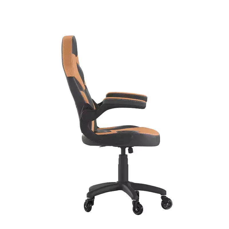 Gaming Chair, Racing Office Computer PC Adjustable Chair with Flip-up Arms and Transparent Roller Wheels