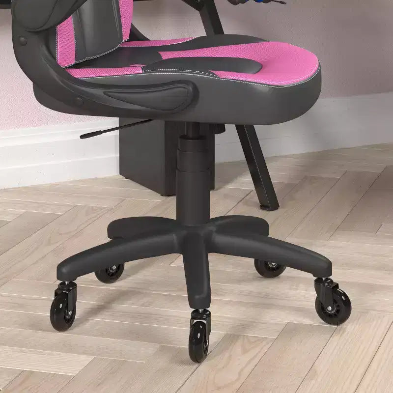 Gaming Chair, Racing Office Computer PC Adjustable Chair with Flip-up Arms and Transparent Roller Wheels