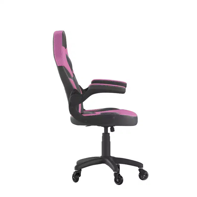 Gaming Chair, Racing Office Computer PC Adjustable Chair with Flip-up Arms and Transparent Roller Wheels