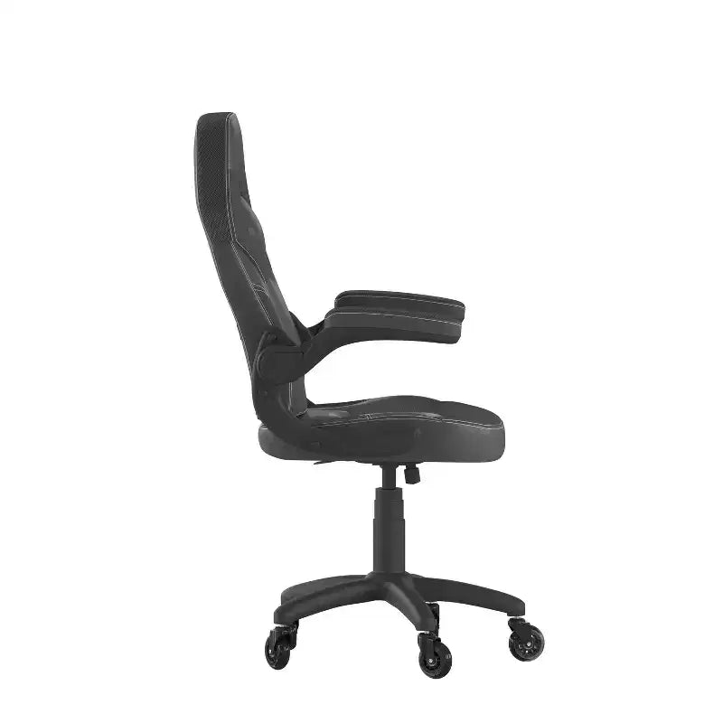 Gaming Chair, Racing Office Computer PC Adjustable Chair with Flip-up Arms and Transparent Roller Wheels
