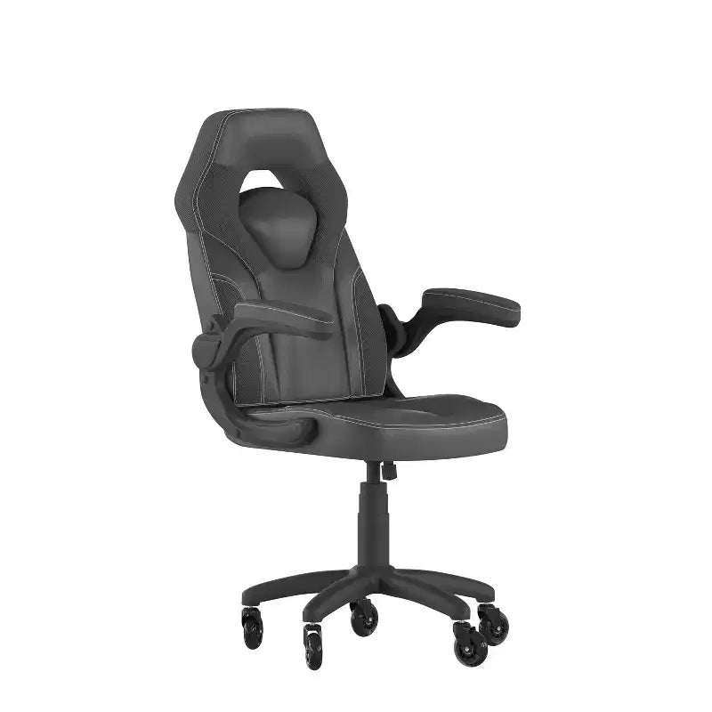 Gaming Chair, Racing Office Computer PC Adjustable Chair with Flip-up Arms and Transparent Roller Wheels