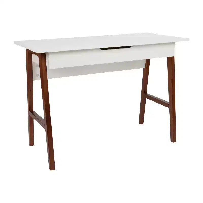 Home Office Writing Computer Desk with Drawer, A-Frame Legs, Laminate Top