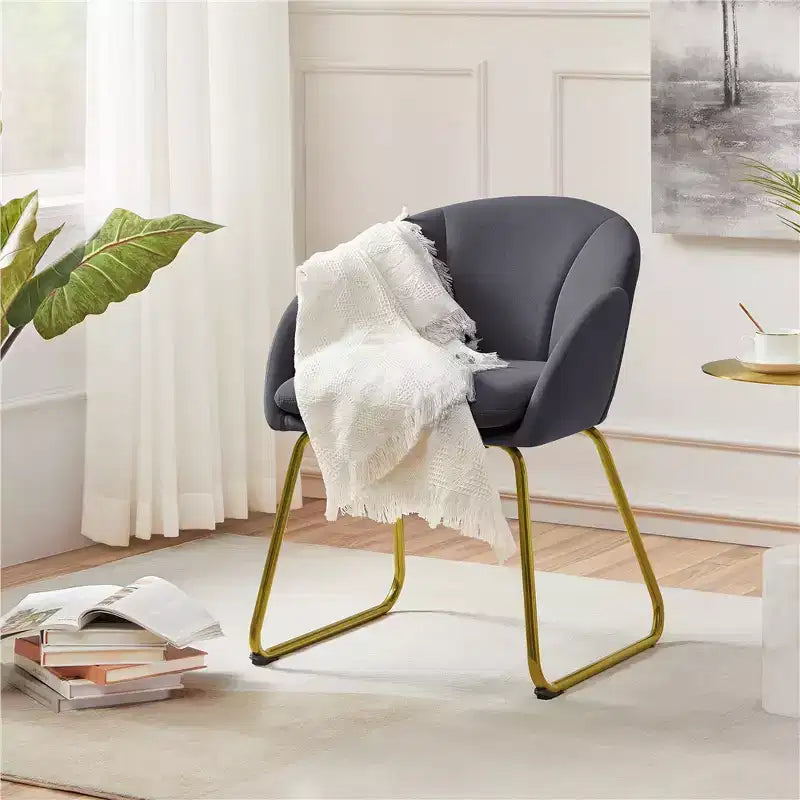 Velvet Armchair Accent Chair with Gold Metal Legs for Living Room/Bedroom