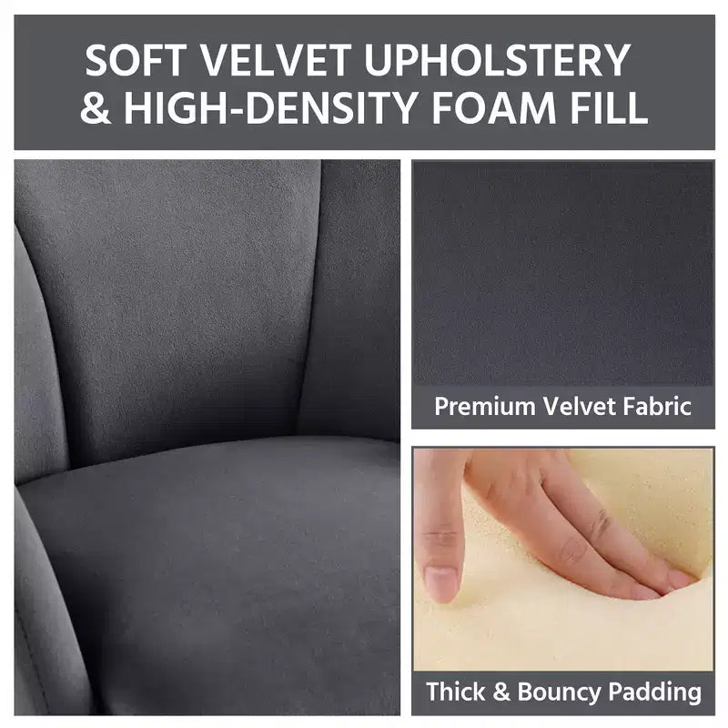 Velvet Armchair Accent Chair with Gold Metal Legs for Living Room/Bedroom