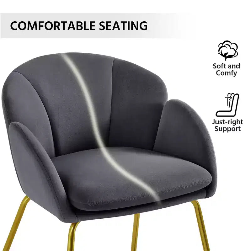 Velvet Armchair Accent Chair with Gold Metal Legs for Living Room/Bedroom