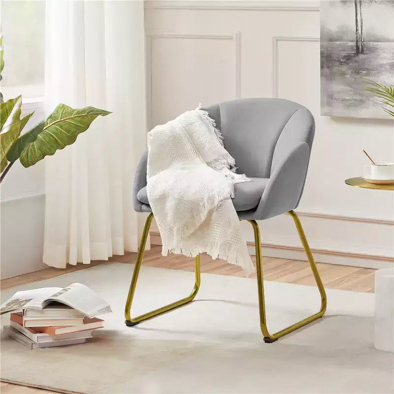 Velvet Armchair Accent Chair with Gold Metal Legs for Living Room/Bedroom