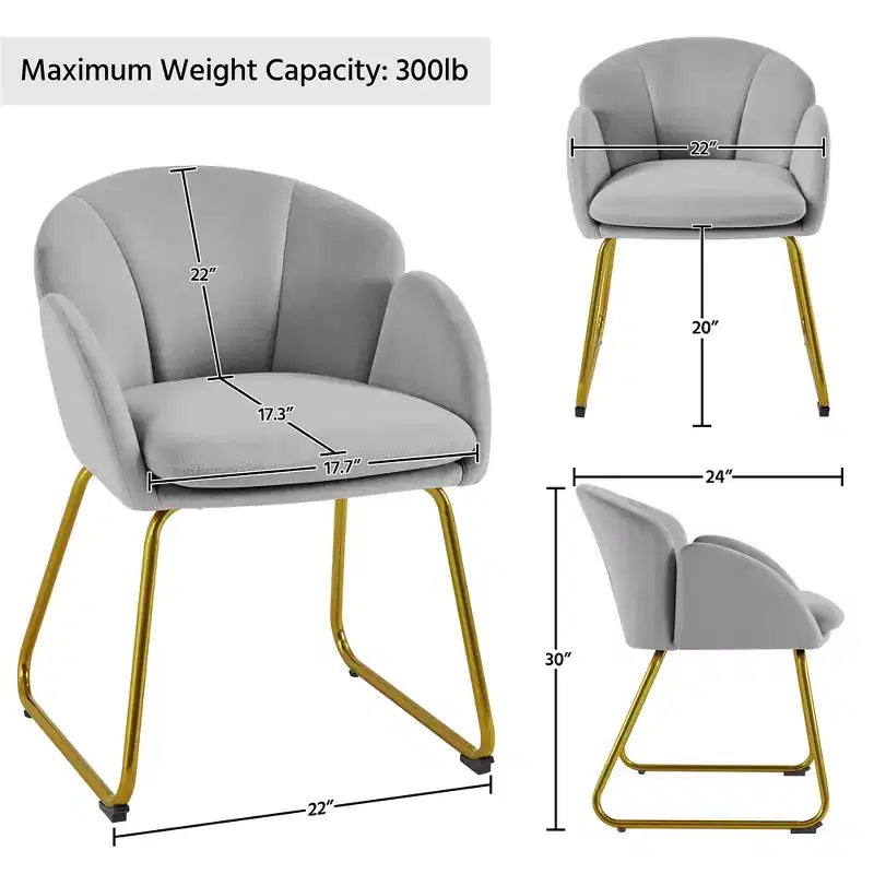 Velvet Armchair Accent Chair with Gold Metal Legs for Living Room/Bedroom