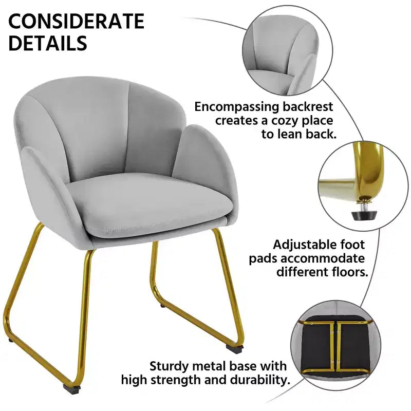 Velvet Armchair Accent Chair with Gold Metal Legs for Living Room/Bedroom