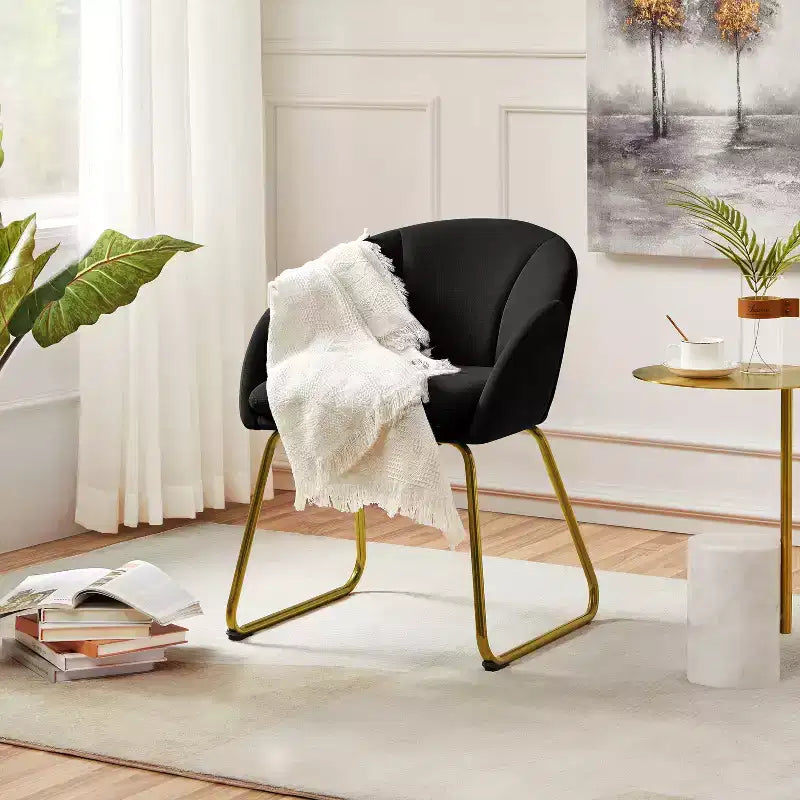 Velvet Armchair Accent Chair with Gold Metal Legs for Living Room/Bedroom