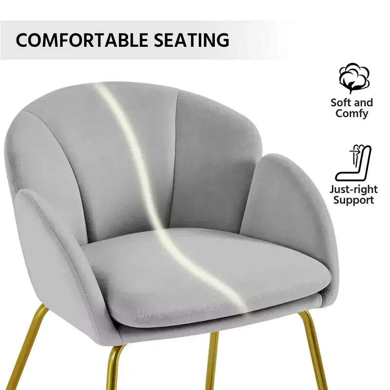 Velvet Armchair Accent Chair with Gold Metal Legs for Living Room/Bedroom