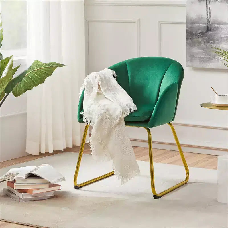 Velvet Armchair Accent Chair with Gold Metal Legs for Living Room/Bedroom