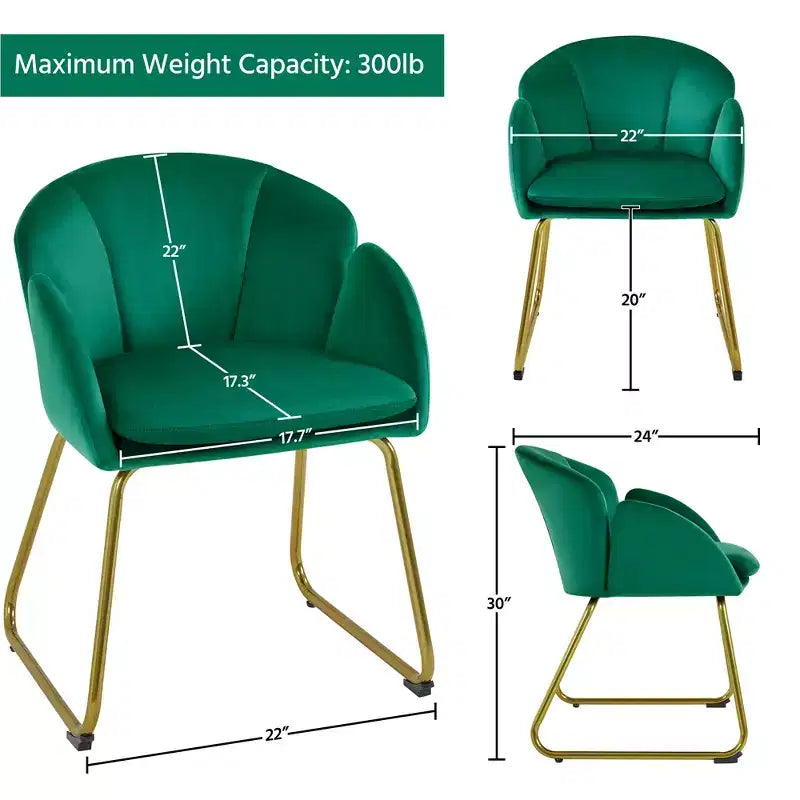 Velvet Armchair Accent Chair with Gold Metal Legs for Living Room/Bedroom