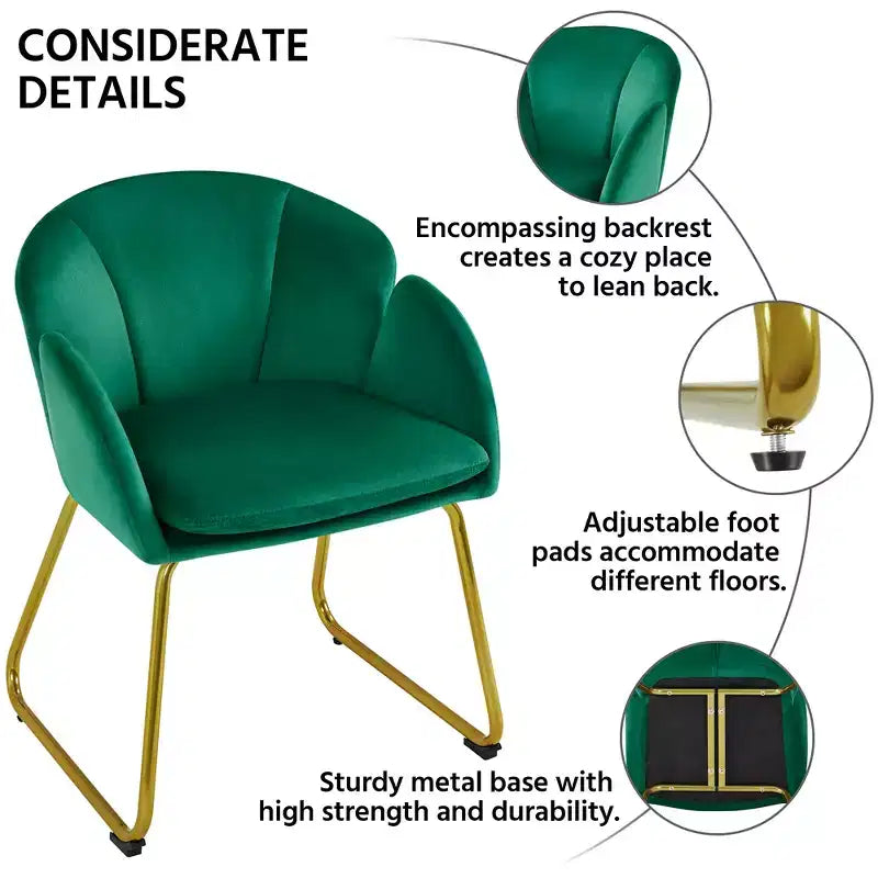 Velvet Armchair Accent Chair with Gold Metal Legs for Living Room/Bedroom