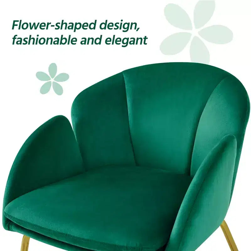 Velvet Armchair Accent Chair with Gold Metal Legs for Living Room/Bedroom
