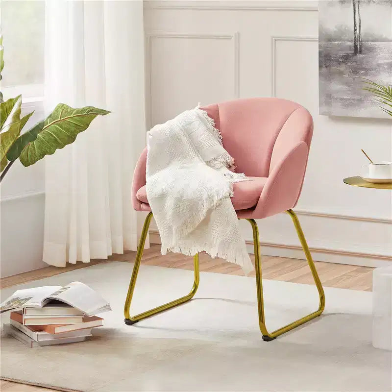 Velvet Armchair Accent Chair with Gold Metal Legs for Living Room/Bedroom