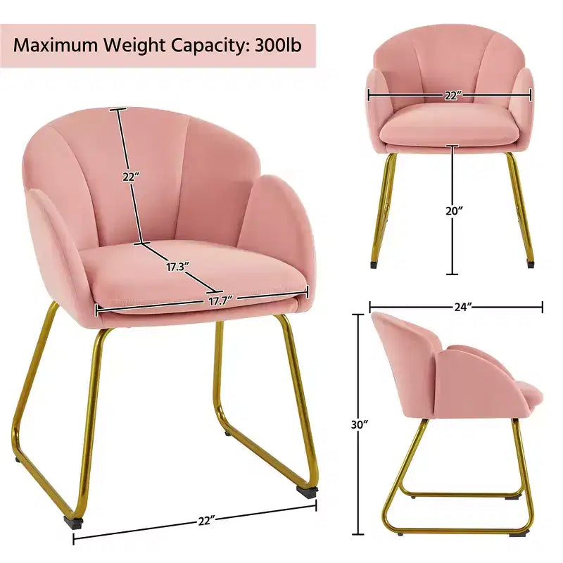 Velvet Armchair Accent Chair with Gold Metal Legs for Living Room/Bedroom