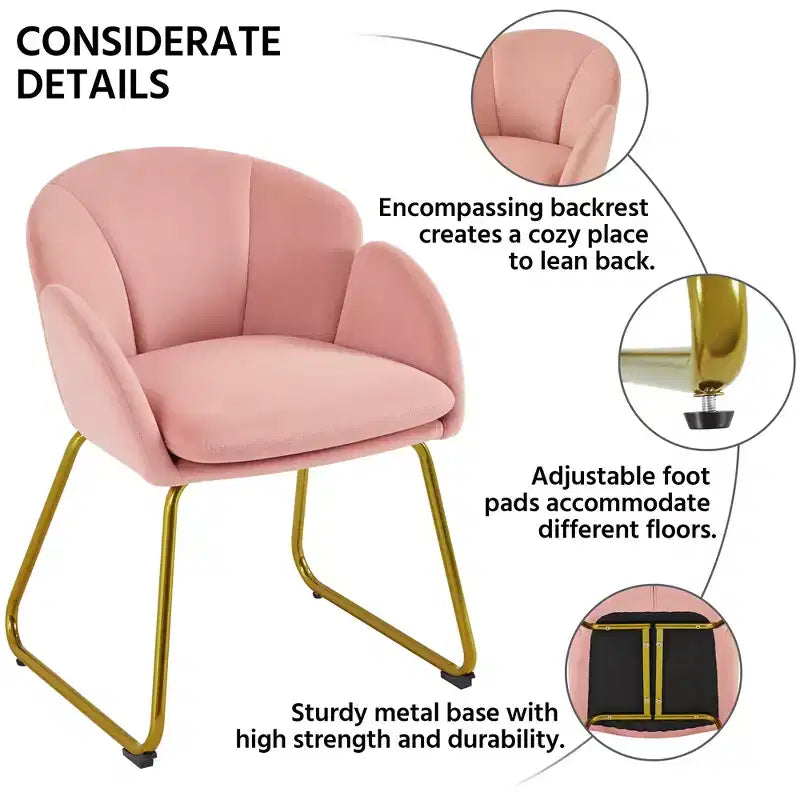 Velvet Armchair Accent Chair with Gold Metal Legs for Living Room/Bedroom
