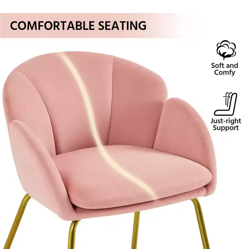 Velvet Armchair Accent Chair with Gold Metal Legs for Living Room/Bedroom