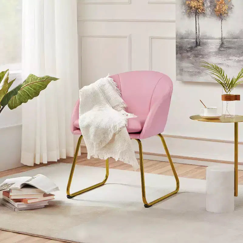 Velvet Armchair Accent Chair with Gold Metal Legs for Living Room/Bedroom