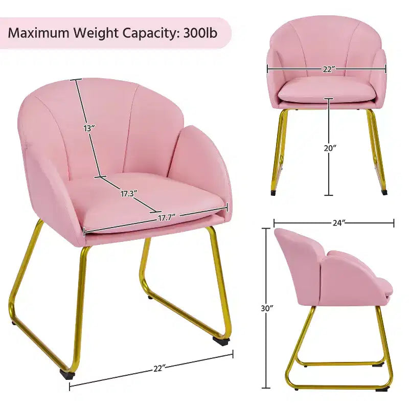 Velvet Armchair Accent Chair with Gold Metal Legs for Living Room/Bedroom