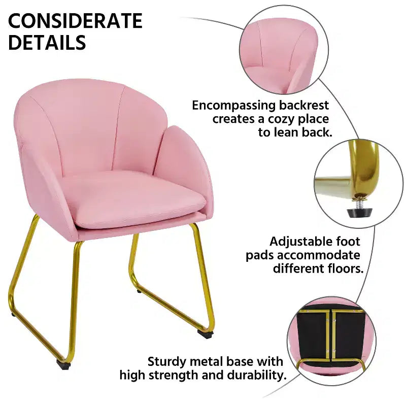 Velvet Armchair Accent Chair with Gold Metal Legs for Living Room/Bedroom